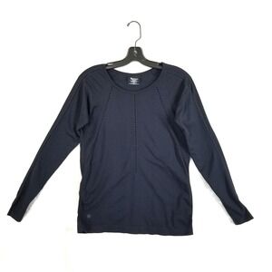 Athleta Top Women Medium Black Base Layer Vented Long Sleeve Stretch Activewear‎